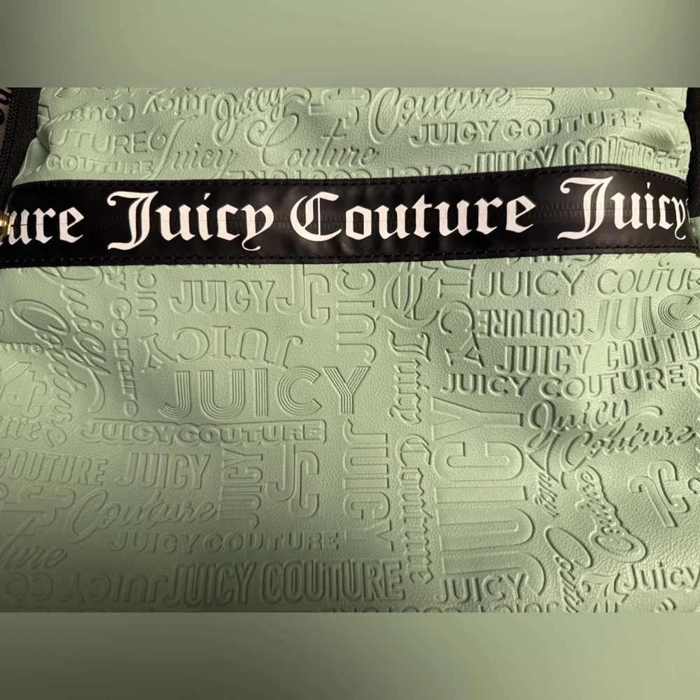 Juicy Couture Sage Green Embossed Logo Backpack NWOT Y2K Style